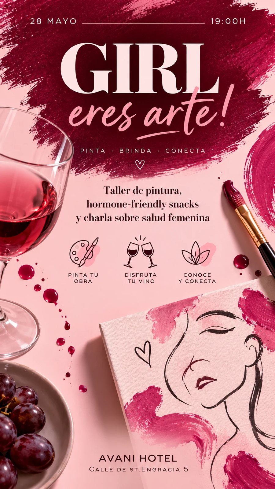 Intimina, Paint in Red, cartel del taller Girl eres arte